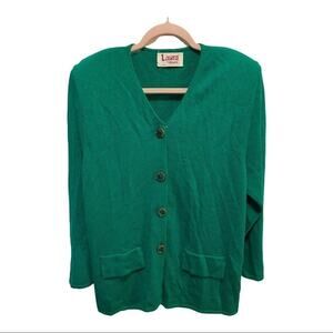 Vintage Laura by Alyzia green cardigan perfect for holidays! Size L. Pockets!